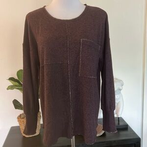 NWT DEMOCRACY deep purple thin soft sweater with silver accents
